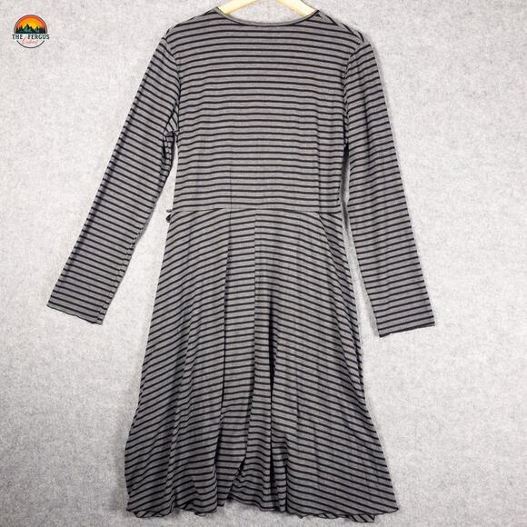 Flutter & Squeak Wrap Dress Gray Striped Long Sleeve Women's Size Large - Picture 2 of 9